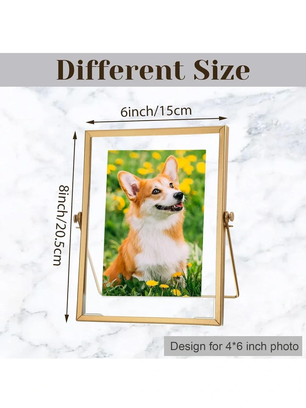 12 Gold Double-Sided Rotating Photo Frame -